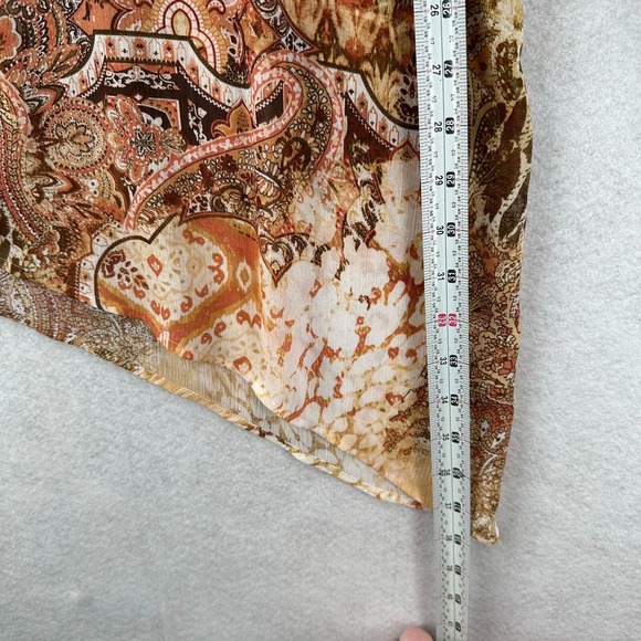 Chicos Tunic Top Women XL Asymmetrical Hem 3/4 Sleeve Leopard Roll‎ Tab Chiffon - Picture 15 of 16